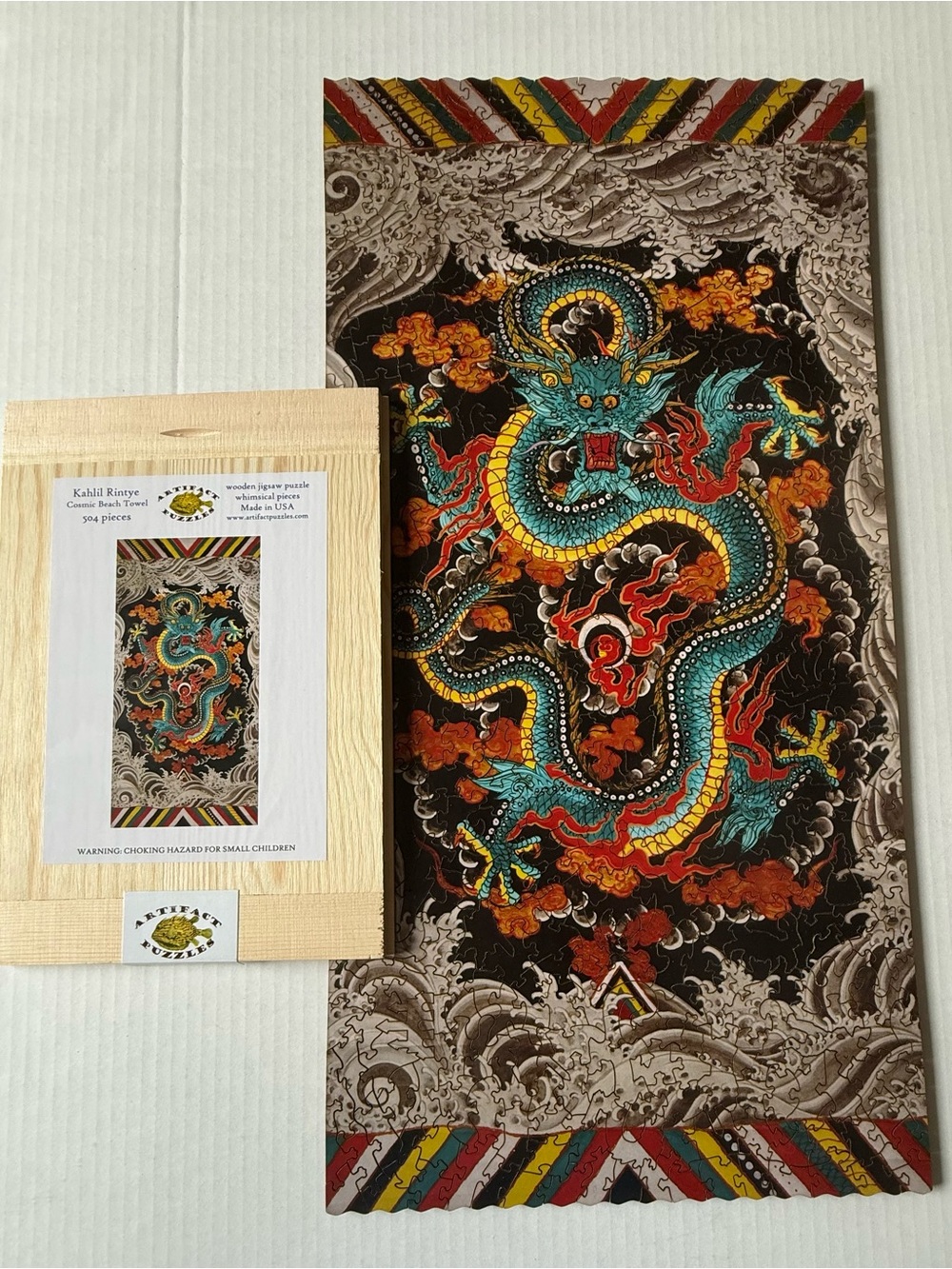 Artifact Wooden Jigsaw Puzzle 504 Pieces Cosmic Beach Towel Complete Like New